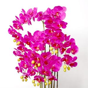 QiHao ดอกไม้ยางเทียมดอกกล้วยไม้8ก้านสำหรับจำหน่าย,ดอกกล้วยไม้ปลอมระบบสัมผัสเหมือนจริง - Product Image 5