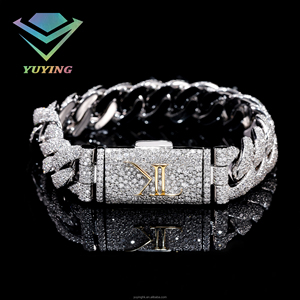Pulsera cubana personalizada con diamantes cultivados en laboratorio, certificado IGI, claridad VVS1/VS1, plata de ley 925, chapada en rodio blanco, regalo estilo hip-hop. - Product Image 6