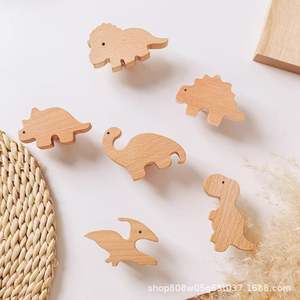 Wooden Dinosaur Wall Hooks Natural Color Eco-Friendly Solid Wood <strong>Childrens</strong> Room Coat <strong>Hanger</strong> For Boy Girl - Product Image 2