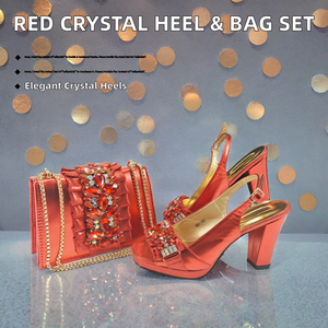 Set di <span class=keywords><strong>Scarpe</strong></span> e Borsa <span class=keywords><strong>da</strong></span> Sposa per Donna con Tacco Quadrato 10cm, Punta Aperta, in PU, Cinturini Convertibili, Decorazioni Estive con Pietre - Product Image 2