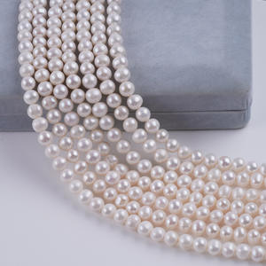 Collar de Perlas de Agua Dulce Naturales Blancas de Alta Calidad de 8-9 mm, Cuentas Sueltas Impecables y Casi Circulares - Product Image 2