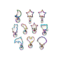 Metal Stainless Steel Rainbow Plating Color Keychain Cute Star Heart Cloud Cat Moon Dolphin Shape Keyrings