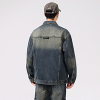 Fabricant de vestes en jean denim délavé bicolore sur mesure pour hommes, style camionneur, multi-poches, vêtements de rue