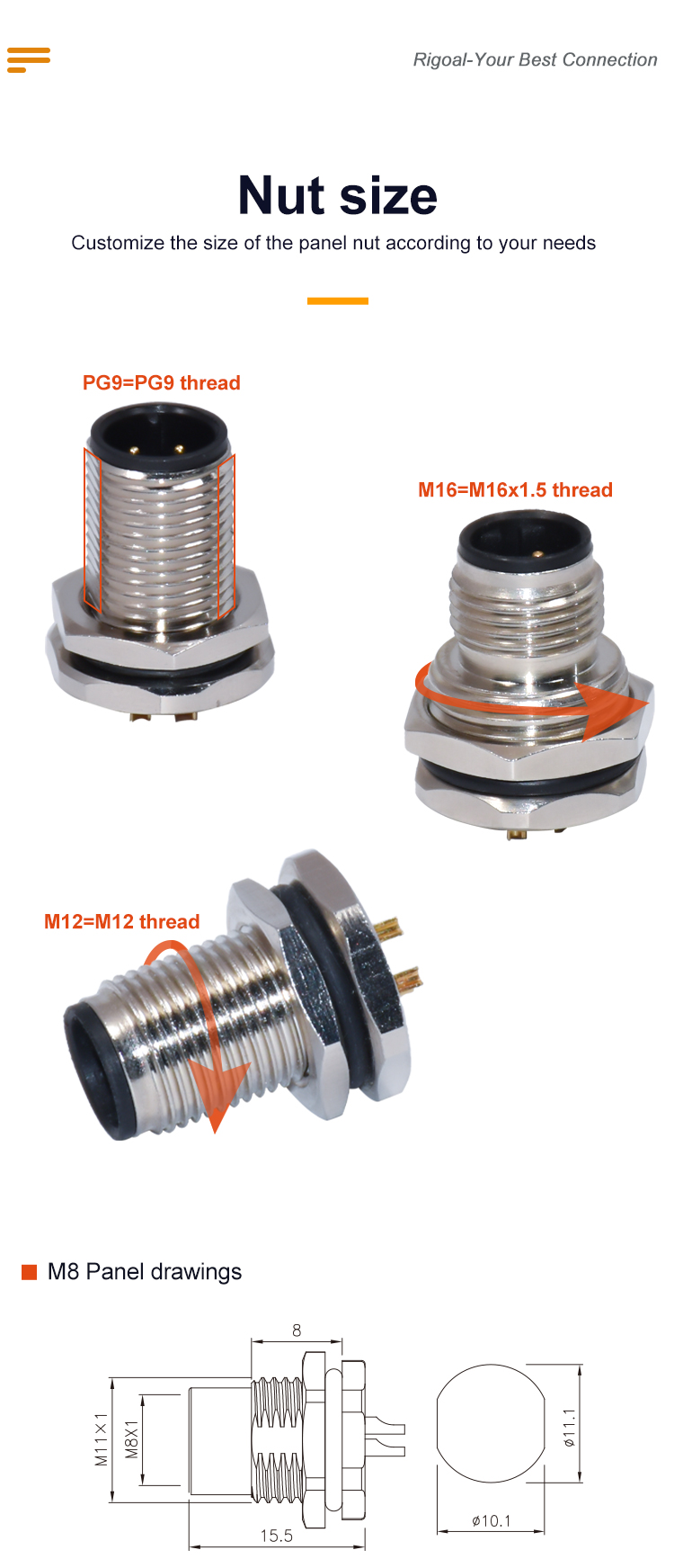 IP67 Welded Waterproof Wire Connector M5 M8 M12 A Code 4 Pin TPU GF