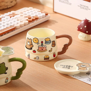 Mug à graffiti de dessin animé Mug <span class=keywords><strong>animal</strong></span> de grande beauté avec couvercle Cadeau d'anniversaire pour fille <span class=keywords><strong>Tasse</strong></span> à eau pour couple pour meilleur ami - Product Image 3