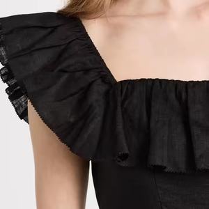 ชุดเดรสยาวผ้าฝ้ายและผ้าลินินสำหรับผู้หญิง ลดราคาสุดฮอต ดีไซน์หรูหราสำหรับใส่ไปทะเล แฟชั่นใหม่สุดเซ็กซี่ - Product Image 5