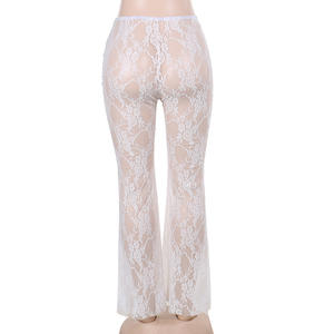 See Through Bow Lace Trousers Pantalon droit pour les leggings d'été pour femmes - Product Image 4