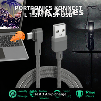 Kabel Micro USB Portronics Konnect L 1.2Mtr Pengisian Cepat 3A dengan Fungsi Transfer Data & Pengisian Daya (Abu-abu)