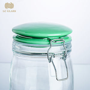 एयरटाइट प्रिजर्विंग नट स्टोरेज ग्लास जार कैंडी ग्लास जार सिरेमिक कैप के साथ घरेलू रसोई के लिए ढक्कन के साथ स्टोरेज जार - Product Image 4
