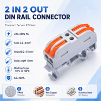 Connecteur à levier pour rail DIN 2 entrées 2 sorties, 32A, à insertion rapide, 0,2-4mm, PA66, raccordement PC, certifié CE pour contrôle industriel
