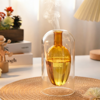 Diffuseur d'arômes en verre double couche au design unique Sishang 200 ml, bouteille décorative de luxe pour la maison, bâtonnets en rotin vides