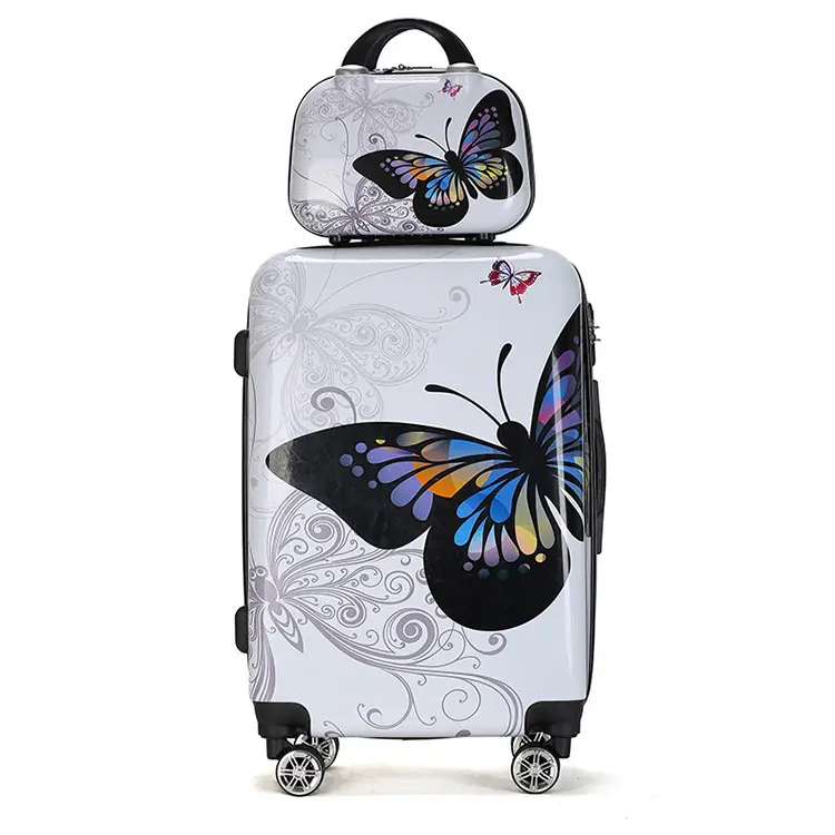 Custom Print Lagevrio Butterfly Kids Trolley Hard Case Luggage 16/20/24/28''4 pcs Set Travel Bags Suitcase Luggage Sets