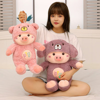 Vente en gros de jouets en peluche pour la décoration de lit : Poupées confortables, cochon mignon, coussin doux, animaux en peluche pour filles