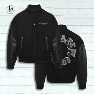 Huili Hersteller Großhandel hochwertige Großhandel leere Uni-Jacken benutzer definierte Uni Vintage Leder ärmel Letterman Jacke