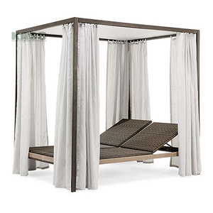 Lit <span class=keywords><strong>de</strong></span> repos <span class=keywords><strong>de</strong></span> luxe moderne en teck pour piscine extérieure avec auvent, pour patio et <span class=keywords><strong>jardin</strong></span> - Product Image 2