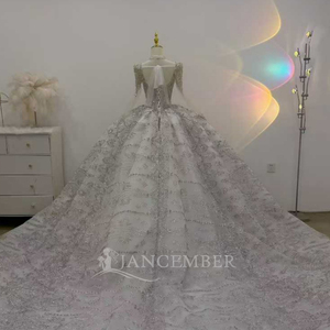 ชุดแต่งงานหรูหรา Lsjj130 ประดับด้วยลูกปัด ชุดราตรีทรงบอล ประดับด้วยคริสตัลและไข่มุก ดีไซน์ลูกไม้ธรรมชาติ สำหรับเจ้าสาว Jancember - Product Image 3