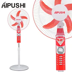 2022 Cheap price DC 12 volt 15 watt solar AC/DC 16 18 inch rechargeable stand fan LED light and 60 minutes timer