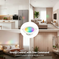 Plafonnier LED intelligent 4 pouces RGBCW 900LM ESP Wifi pour Alexa Google, contrôle par application, intensité variable, pour la maison