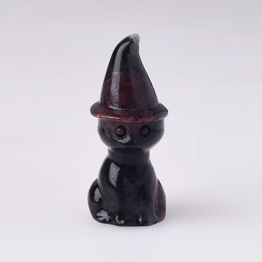 Cristais naturais e pedras gato Halloween com chapéu bruxa decoração Natal decorações para presentes decoração