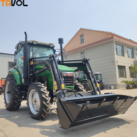 Tractor Agrícola Mini 4x4 de 80HP, 90HP, 100HP de China con Cargador Frontal y Retroexcavadora, Maquinaria Agrícola con Motor de Engranajes Fabricado por Pioneer