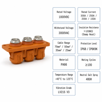Conector de Plástico de Tres Núcleos de Alta Tensión 1000VDC 300A para Sistemas de Energía NEV IP68 IP6K9K Tres Núcleos PA66 LV216-2