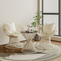 Fauteuil individuel de style influenceur, ton crème nordique, design de luxe léger, ensemble trois pièces pour salon et balcon