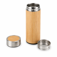 Stok Gudang USA Grosir Botol Infuser Teh Bambu 16oz dengan Inti Baja Vakum untuk Retret Perusahaan, Cocok untuk Ukiran Laser