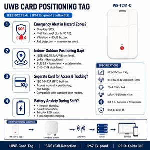 Etiqueta de Identificación Personalizada UWB del Fabricante, IEEE 802.15.4z TDoA ToF AoA BLE LoRa RFID IP67 a Prueba de Explosiones para la Seguridad de los Trabajadores Industriales - Product Image 2