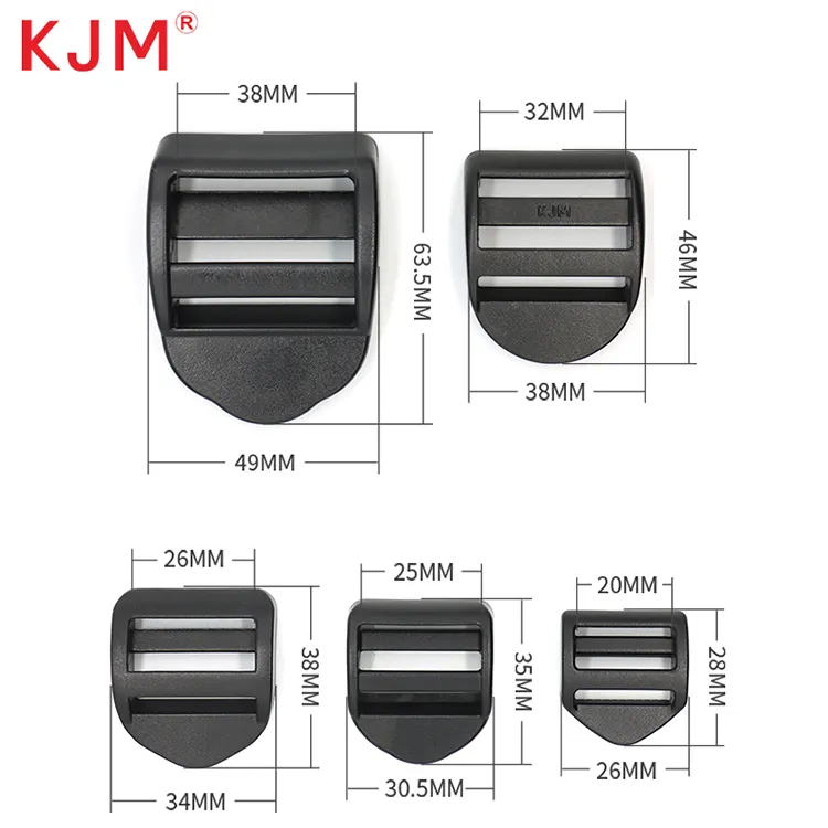 KJM Cor Personalizada Heavy Duty Pom Plastic Ladder Lock Buckle Ajustador Strap Slide Escada Fivela para Mochila Strap Belt