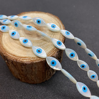 Perles turques Hamsa en nacre blanche, de différentes tailles, en forme de marquise, avec œil bleu, pour la fabrication de bijoux faits main