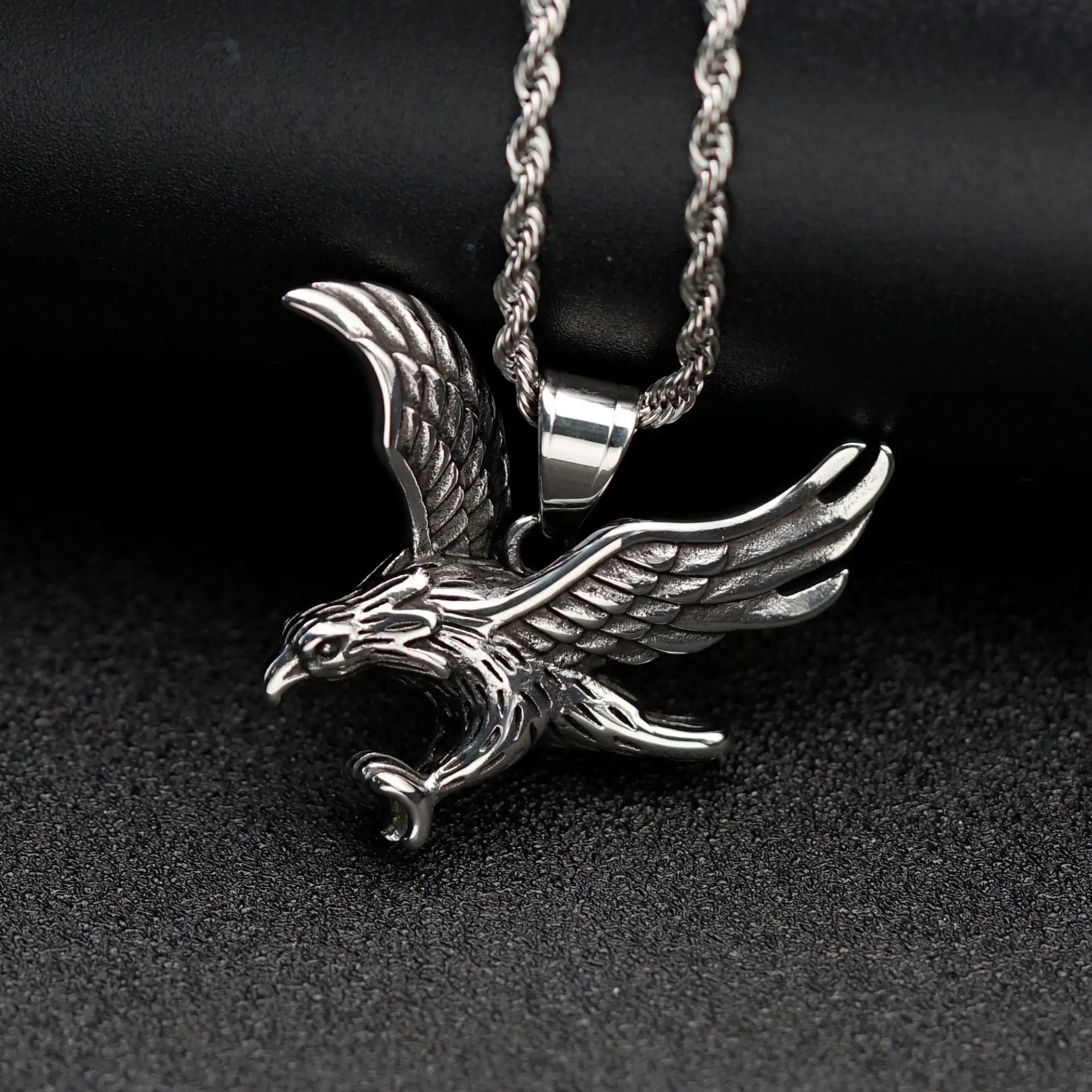 Classic Rock Punk Viking Gothic Men's Stainless Steel Eagle Pendant Necklace