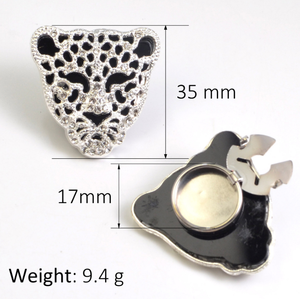 Gemelos para camisa con cabeza <span class=keywords><strong>de</strong></span> leopardo y diamantes <span class=keywords><strong>de</strong></span> imitación, cubrebotones decorativos con diamantes <span class=keywords><strong>de</strong></span> imitación para cuello <span class=keywords><strong>de</strong></span> flor - Product Image 3