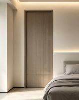 Porte intérieure battante en composite bois massif stratifié PVC, porte de chambre sans peinture avec panneau mural et plinthe assortis