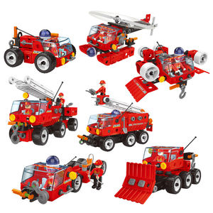 Ensemble de construction de camion de pompiers 7-en-1 DIY de 59 pièces pour l'apprentissage STEM et la créativité des enfants, jouet pour développer les capacités pratiques - Product Image 1