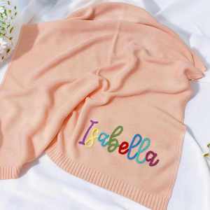 Couverture en coton pur tricotée avec nom, rose bébé, pour usage hospitalier - Product Image 5