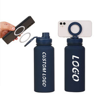 Bouteilles d'eau de sport à aimant Magsafe isolées, gobelets et support magnétique pour téléphone portable, bouteille de sport avec support pour téléphone