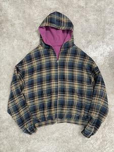 Veste thermique réversible en tricot gaufré à carreaux, fermeture éclair personnalisée, coupe ample double face, sweat à capuche zippé en molleton français pour homme - Product Image 4