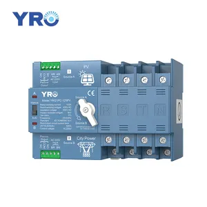 YRO Dual Power ATS Automatic Transfer Switch Din Rail Change Over Generator Switch Gear 100A 125A Household Solar System