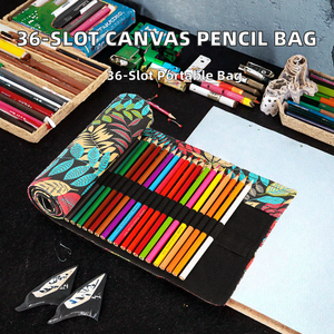 Estuche Portátil para Lápices de Colores con 36 Compartimentos, de Lona con Cierre de Cuerda, 20x46cm, para Artistas, Estudiantes y Uso en Oficina - Product Image 2