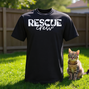 T-shirt Rescue Crew Cat Lover nera unisex per adulti, taglia media, girocollo, manica corta, promozionale - Product Image 4