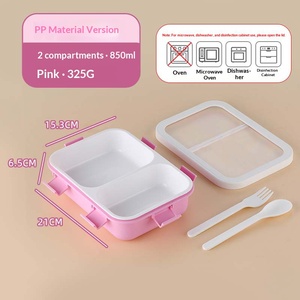 Boîtes à lunch avec compartiments, boîtes à lunch compatibles avec les fours à micro-ondes, boîtes à lunch carrées avec couverts - Product Image 6