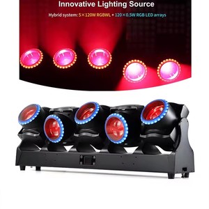 Barre <span class=keywords><strong>de</strong></span> projecteurs mobiles LED innovante 5x120W RGBW 5-en-1 avec 120 grilles <span class=keywords><strong>de</strong></span> LED RGB, faisceau hybride pixel et lumière <span class=keywords><strong>de</strong></span> lavage, DMX512/activation sonore - Product Image 1