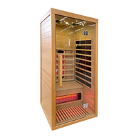 Sauna infrarouge lointain d'intérieur à spectre complet, cabine de sauna sèche en cèdre rouge et cèdre d'Hemlock, design moderne pour appartement, 220V, 1 personne