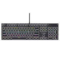 Clavier mécanique avec touches rondes de style punk, interrupteurs bleus, rétroéclairage RVB coloré, 104 touches, clavier de jeu filaire pour ordinateur de bureau et ordinateur portable