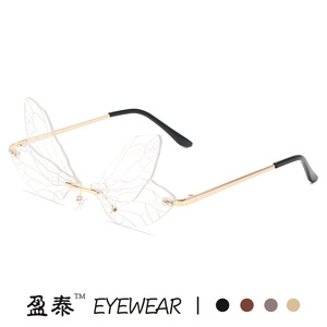 Eyewear Dragonfly <b>Sunglasses</b> Frameless <b>Gradient</b> Wing UV400 Unisex Party Glasses - Product Image 3
