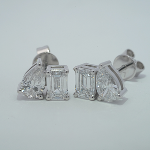 Pendientes de diamantes Starsfine Fine Diamante, dos pendientes de diamantes, oro sólido de 10K, pendientes de diamantes cultivados en laboratorio. - Product Image 1