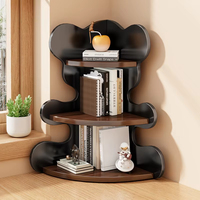 Étagère murale d'angle flottante en forme d'ours à trois niveaux, en bois, pour rangement de cosmétiques et produits de soin de la peau dans la salle de bain, organisateur et décoration intérieure