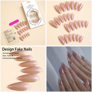 Miss Bloom Wearing Armour Forma de almendra Plástico Color sólido Extraíble Cubierta completa de larga duración Piezas de Arte de uñas de estilo francés - Product Image 3