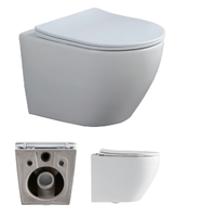 Meilleure vente WC suspendu mural classique rond en céramique monobloc sans bride avec siphon en P pour salle de bain