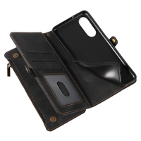 Dompet Kulit PU untuk Samsung S25 Edge, 9 Slot Kartu + Kantong Koin Ber-resleting, Penyangga, Pemblokir RFID, 360 °   Perlindungan